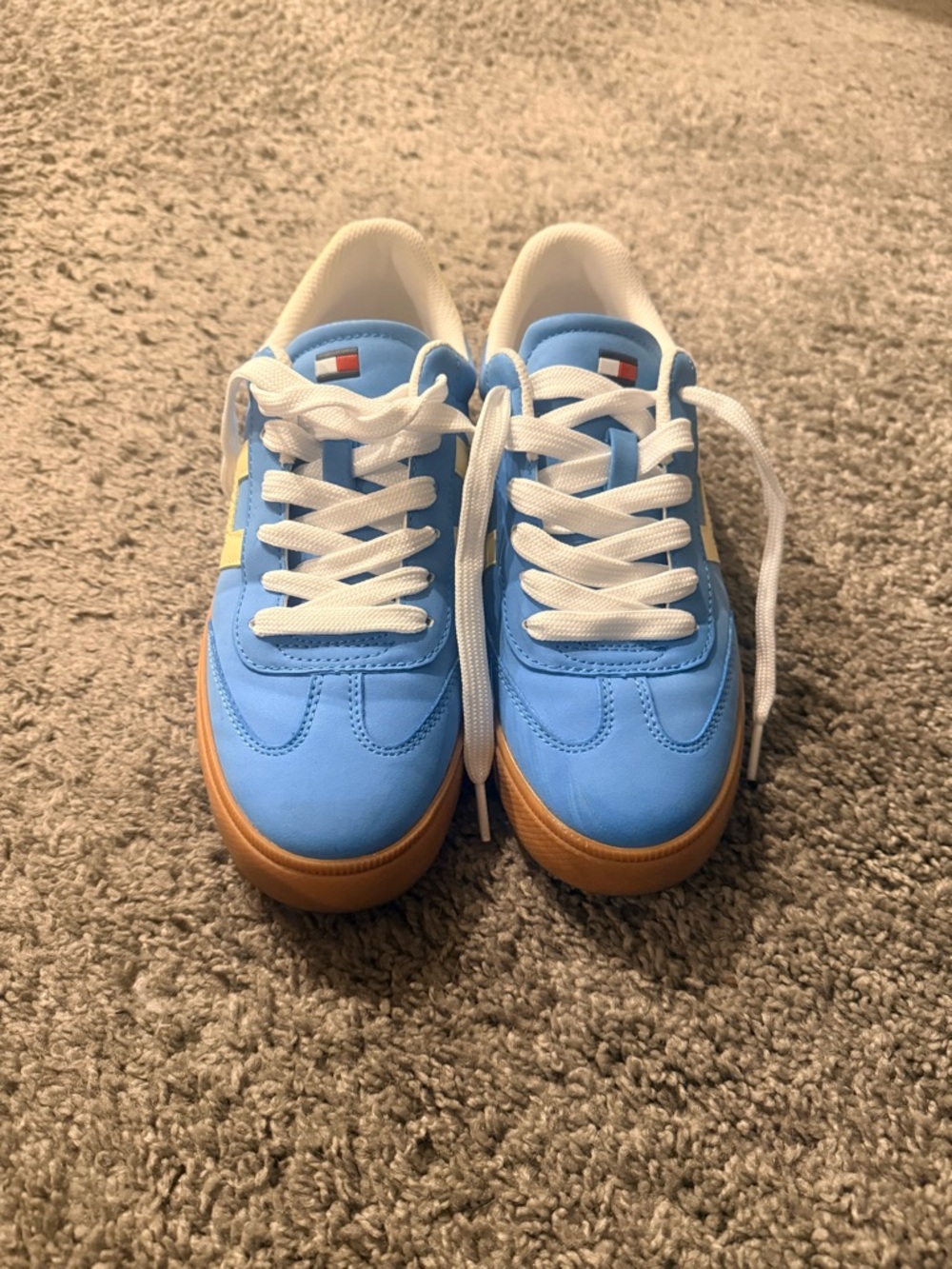 Tommy Hilfiger Blue and White Sneakers with Gum Sole